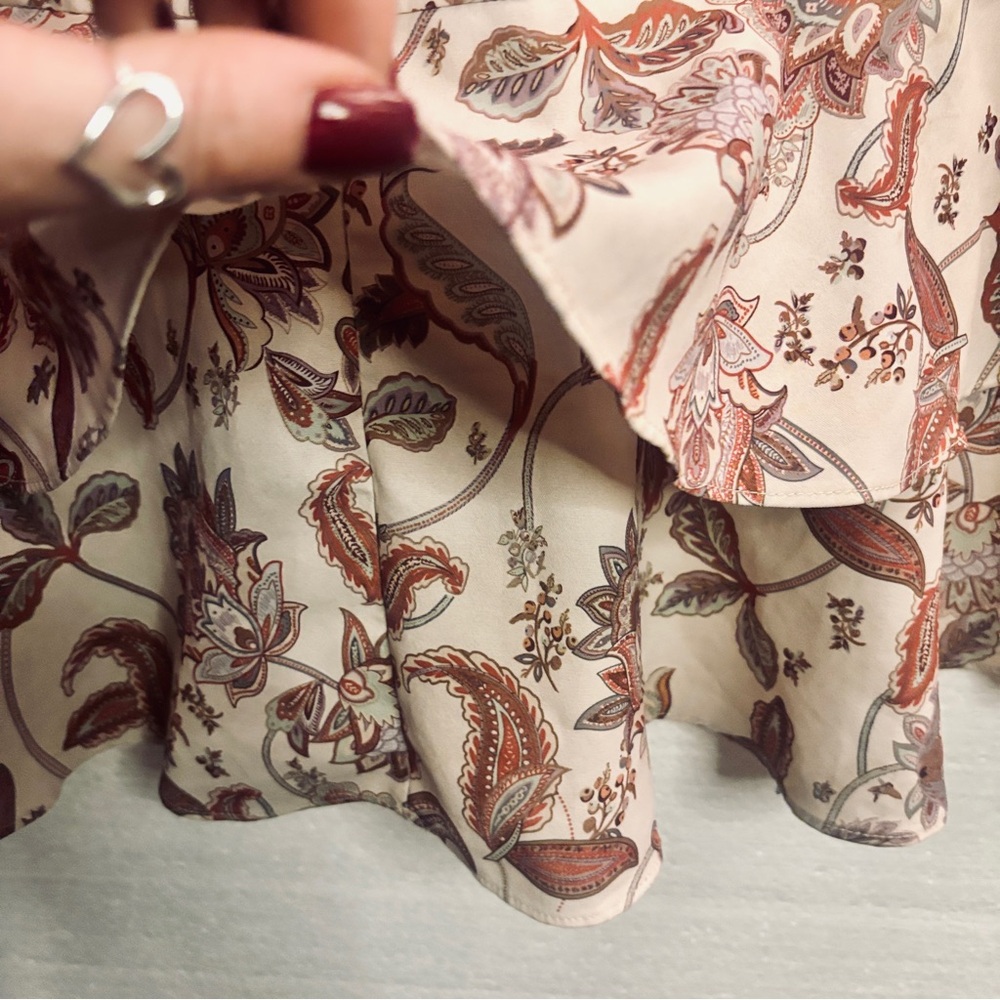 Grace Karin Floral Tiered Maxi Dress in Cream and Brown Size Small - Picture 8 of 15